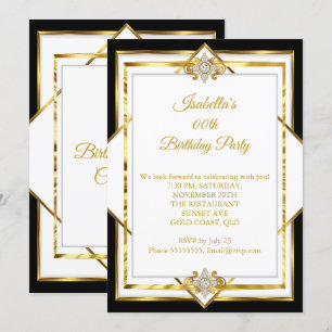 Invitation Gold White Black Diamond fête d'anniversaire