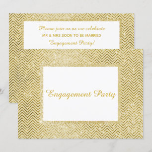 INVITATION GOLD WHITE CHEVRON PARTIES SCINTILLANT PARTICIPATI