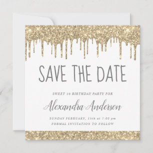 Invitation Gold White Parties scintillant Sweet 16 Enregistre
