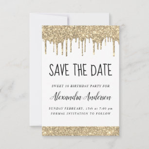 Invitation Gold White Sparkle Parties scintillant Sweet 16 En