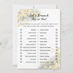 Invitation Gold White This or That Brunch Party Game