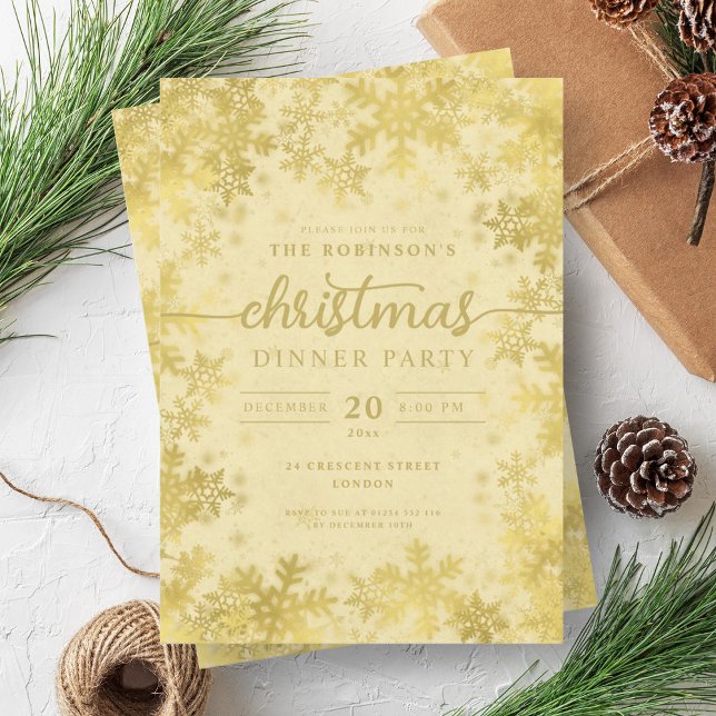 Invitation Gold Winter Wonderland Noël (Modern Gold Winter Wonderland Christmas Invitation)