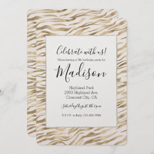 Invitation Gold Zebra Print Glitz Anniversaire