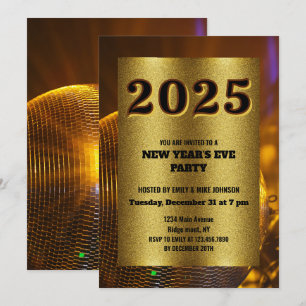 Invitation GOLDEN 2025 Nouvel An's Eve personnalisé année Inv