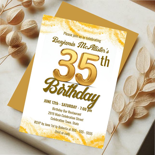Invitation Golden 35th Birthday Celebration (Créateur téléchargé)