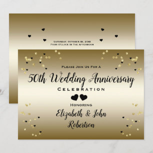 Invitation Golden 50e anniversaire Mariage Confetti Elégant