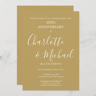 Invitation Golden 50th Mariage Anniversaire Script moderne