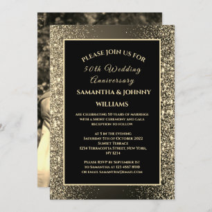 Invitation Golden 50th Mariage Anniversary Photo Gold