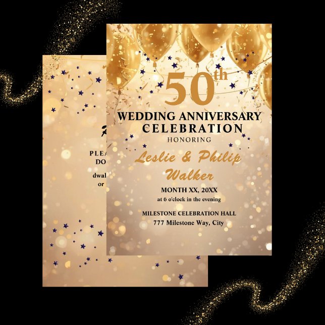 Invitation Golden 50th Wedding Anniversary Celebration (Golden 50th Wedding Anniversary Celebration Invitation)