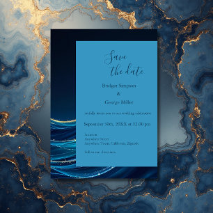 Invitation Golden Accentué Abstrait Ocean Waves mariage