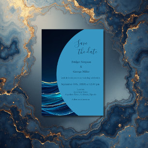 Invitation Golden Accentué Abstrait Ocean Waves mariage