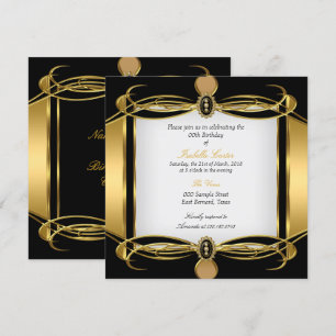 Invitation Golden Art Deco Black White Pearl fête d'anniversa