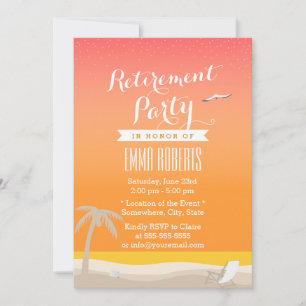 Invitation Golden Beach Élégante fête de retraite