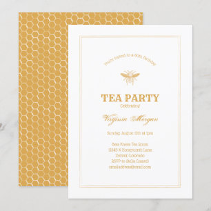 Invitation Golden Bee and Honeypeb Tea Party