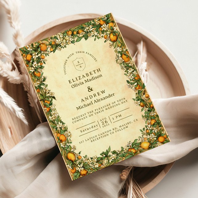 Invitation Golden Citrus Garden Wedding (Créateur téléchargé)