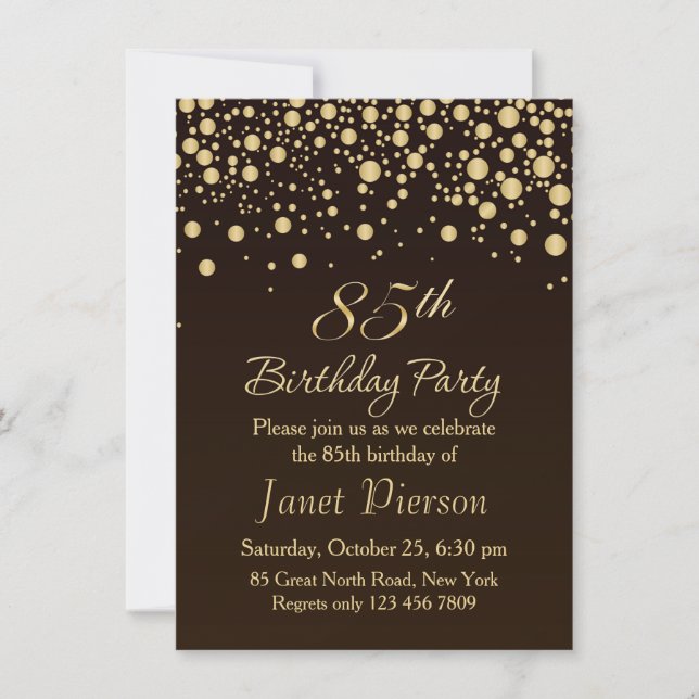 Invitation Golden confettti 85e anniversaire de fête Invitati (Devant)
