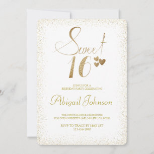 Invitation Golden Elegant Girls Sweet 16 Anniversaire