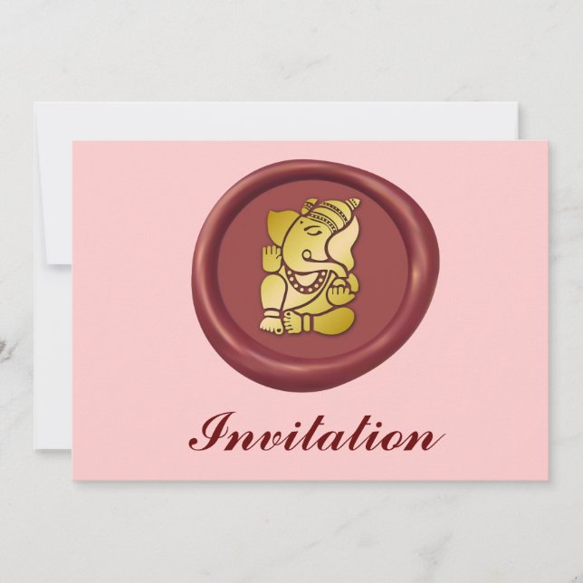Invitation Golden Ganesha Sur Le Sceau De Cire Rouge (Devant)