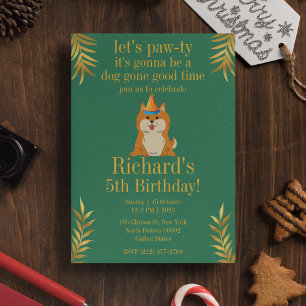 Invitation Golden Green Chien Chien Chien de Chien de Chien d