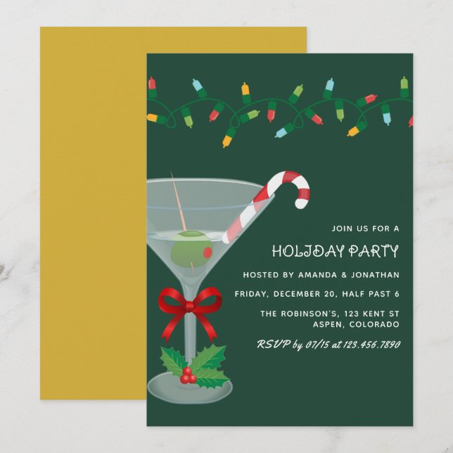 Invitation Golden Grove Christmas Holiday Cocktail Party (Devant / Derrière)