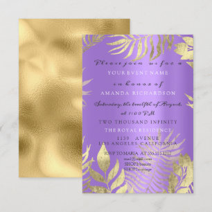 Invitation Golden Jungle Purple Élégant Naissance nuptiale