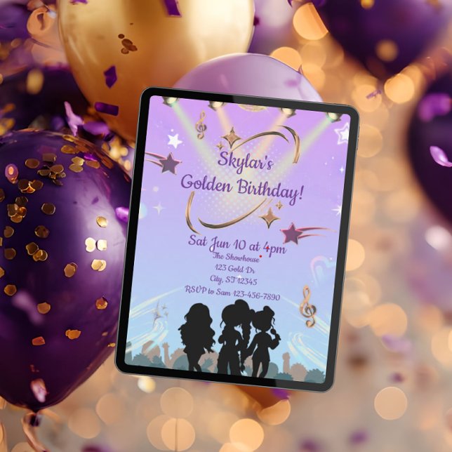 Invitation Golden KPOP birthday  (Créateur téléchargé)