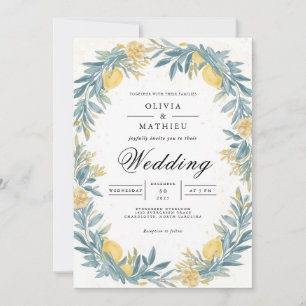 Invitation Golden Lemon Botanical Arch Mariage
