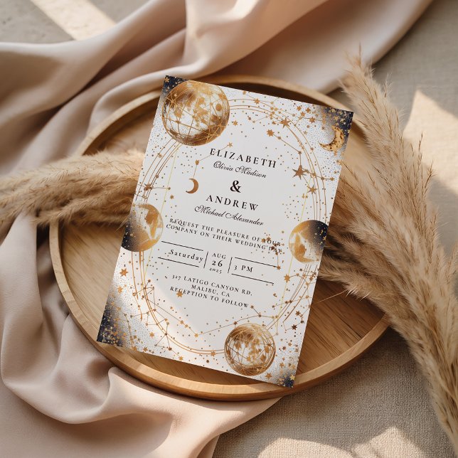 Invitation Golden Moonlit Celestial Wedding (Créateur téléchargé)