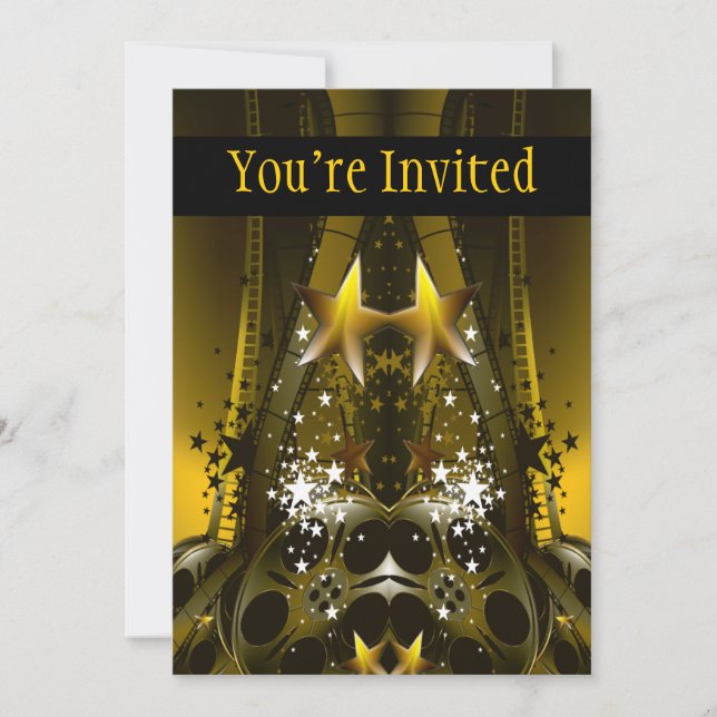 Invitation Golden Movie Reels Et Un Gazillion Stars (Devant)