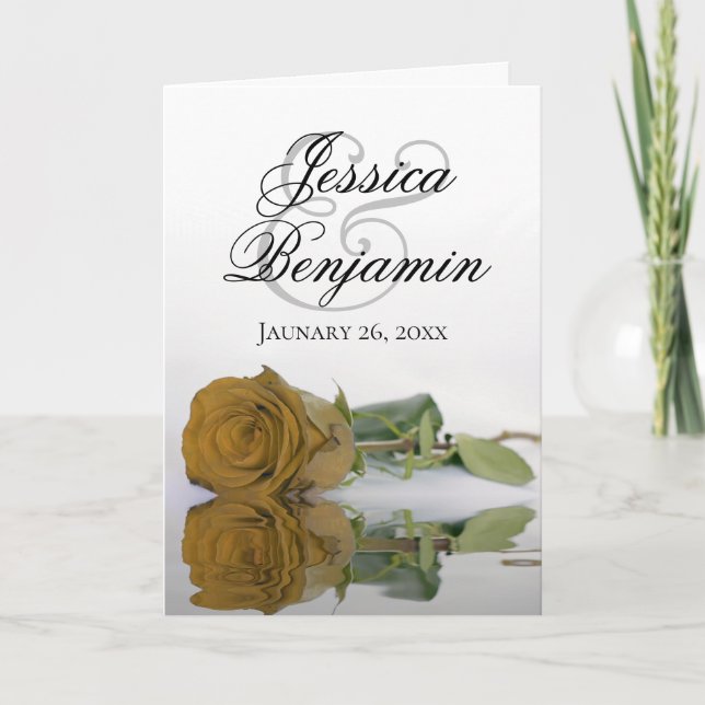 Invitation Golden Ochre Rose Élégant Mariage photo romantique (Devant)