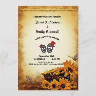 Invitation Golden Orange Gothique Tournesol Mariage d'Hallowe