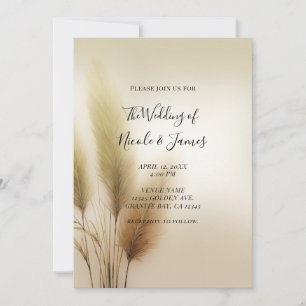 Invitation Golden Pampas Grass Bohemian Boho Mariage