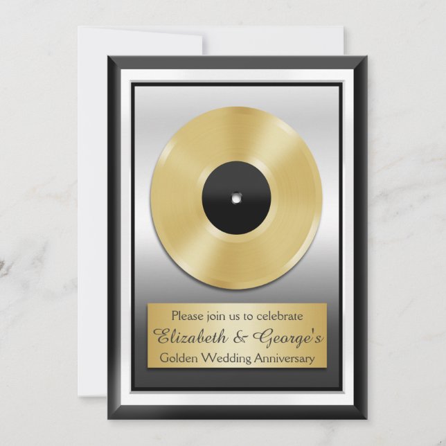 Invitation Golden Record Mariage Anniversaire de nouveauté (Devant)