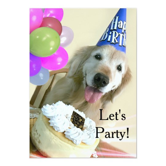 Invitation Golden Retriever Avec L Anniversaire De Gateau Et Zazzle Ca