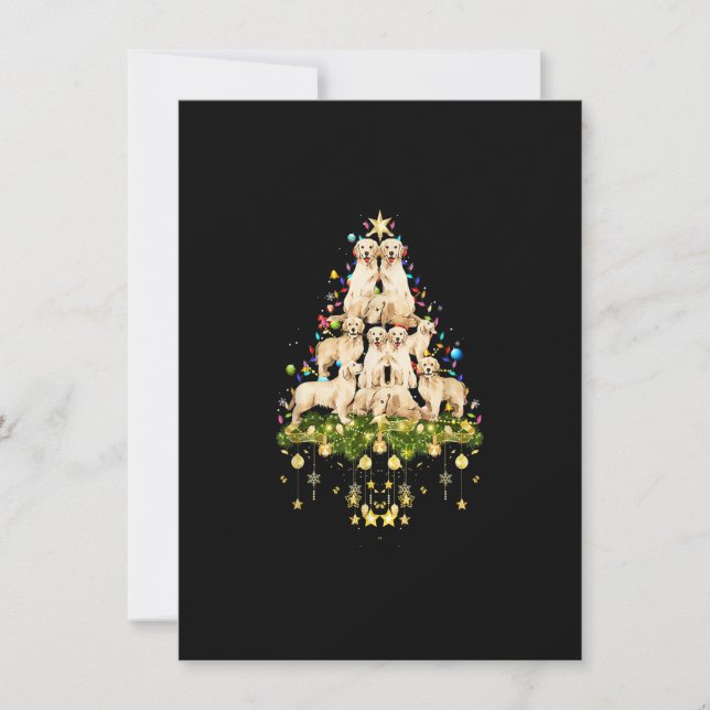 Invitation Golden Retriever Christmas Dog Tree Light Holiday  (Devant)