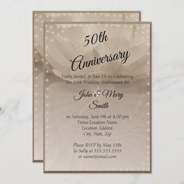 Invitation Golden Rose 50e anniversaire (Devant / Derrière)