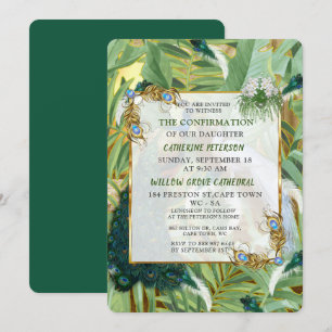 Invitation Golden Royal Peacock Feathers
