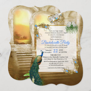 Invitation Golden Royal Peacock Temple Dreams