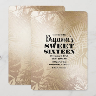 Invitation Golden Shine Botanique Palmier Tropical Sweet 16