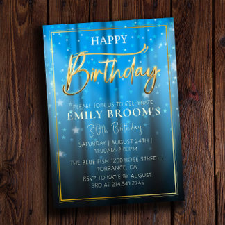 Invitation Golden Sparkly 30e fête d'anniversaire moderne