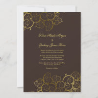 Golden Spirals Vine Classy Expresso Mariage Invite