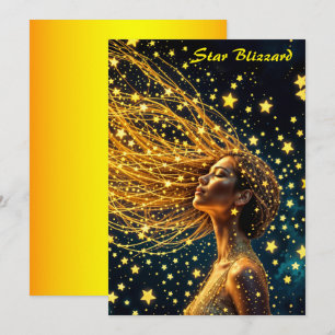 Invitation Golden stardust mode beauté fille ciel brillant