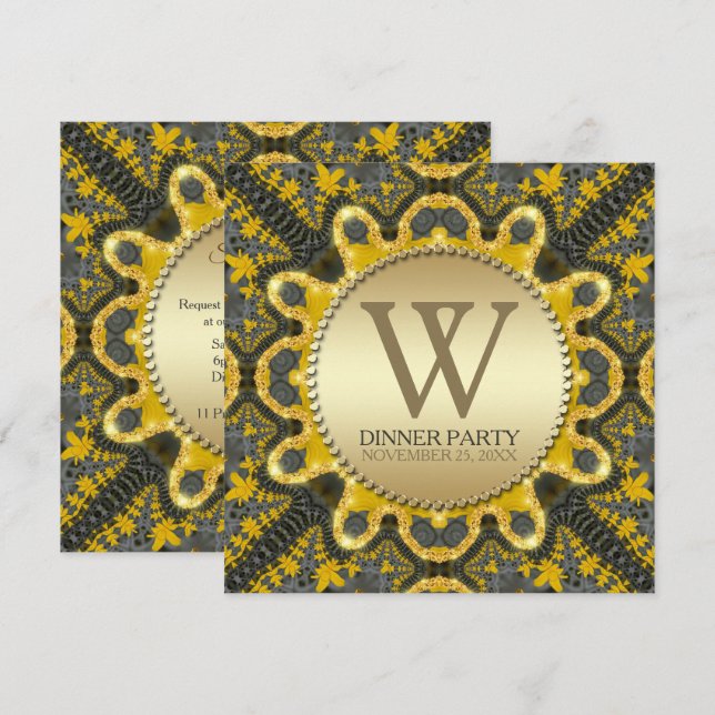 Invitation Golden Vintage Tribal Batik (Devant / Derrière)
