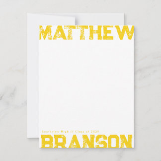 Invitation Golden Yellow Rough Lettering Notecard