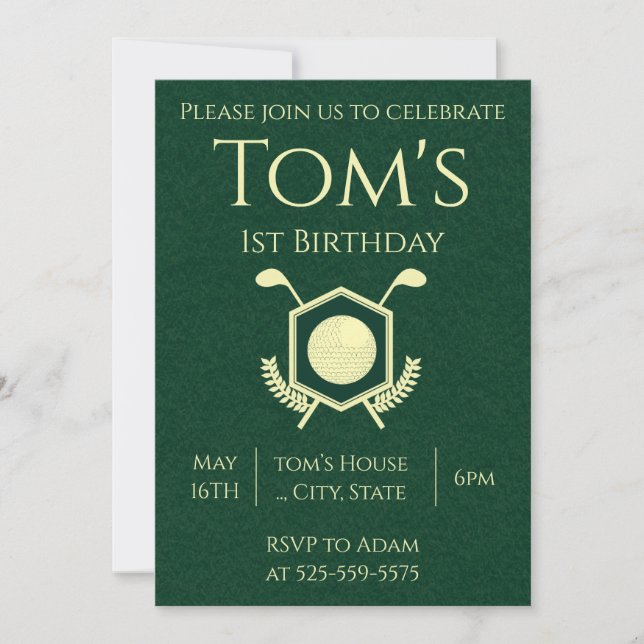 Invitation Golf 1er Anniversaire (Devant)