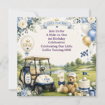 Golf 1er anniversaire avec voiturette de golf sur