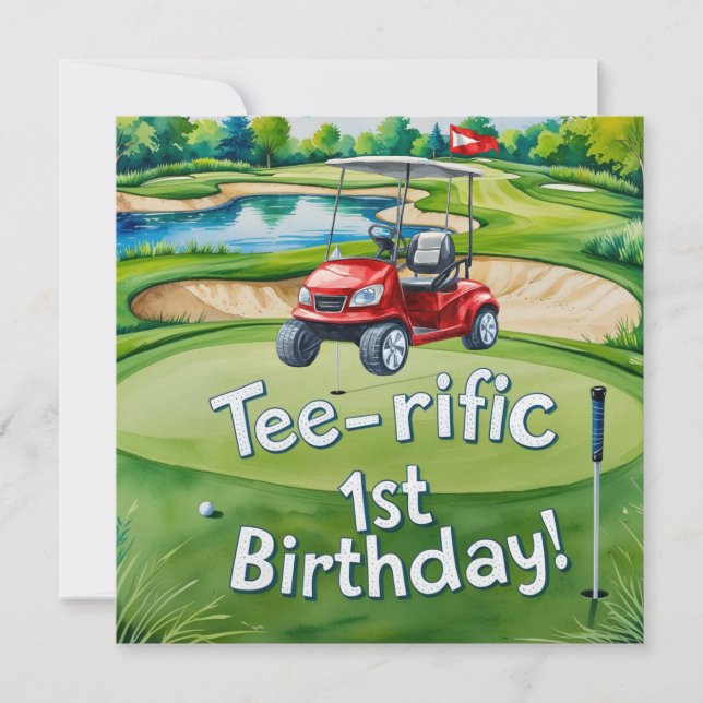 Invitation Golf 1er Anniversaire golfeur Tourne un (Devant)