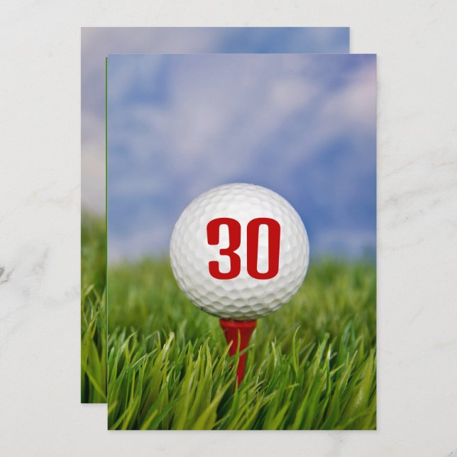 Invitation Golf 30e fête d'anniversaire (Devant / Derrière)