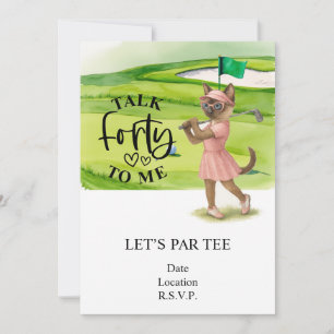Invitation Golf 40e anniversaire pour chat femme golfer sur l