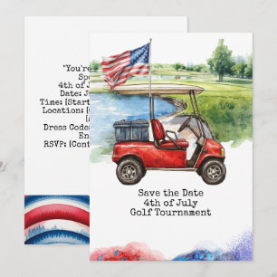 Invitation Golf 4 juillet Jour de l'Indépendance pour golfeur